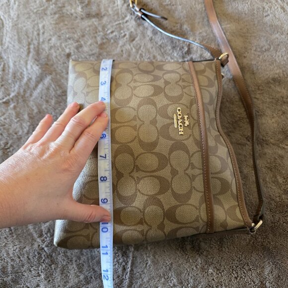 Signature Crossbody & Wristlet Set Brown Khaki Leather Trim - Picture 15 of 16